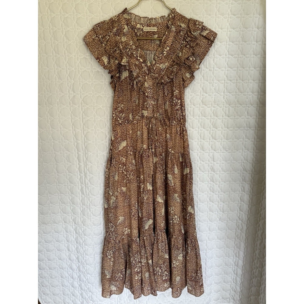 Boutique Ulla‎ Johnson Romina Dress Size 0 Romantic Boho Midi Flowy Calico Vine